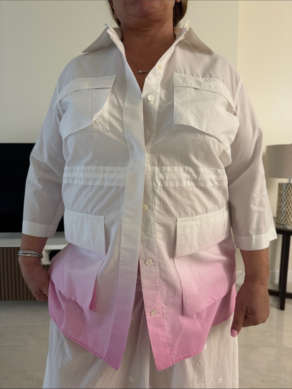 Celine White to Pink Ombré Button-Down Shirt - Picture 5 of 5